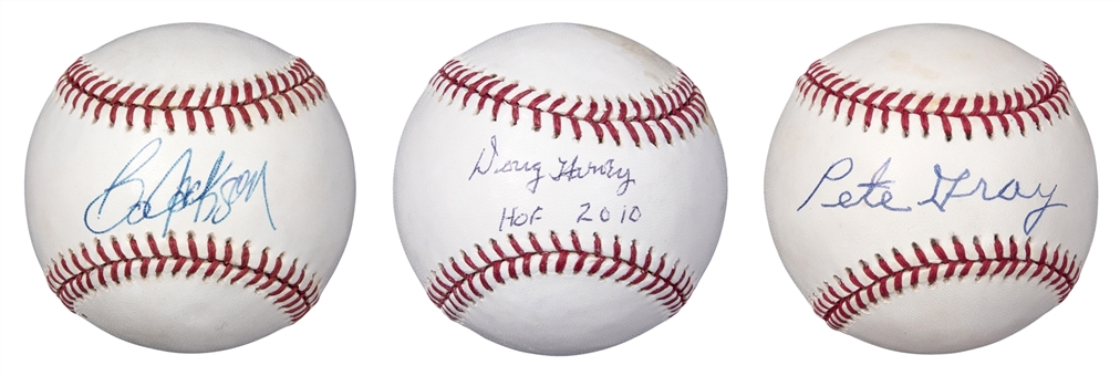 Lot of (3) Single Signed Baseballs Including Pete Gray, Bo Jackson & Doug Harvey (PSA/DNA & Beckett)